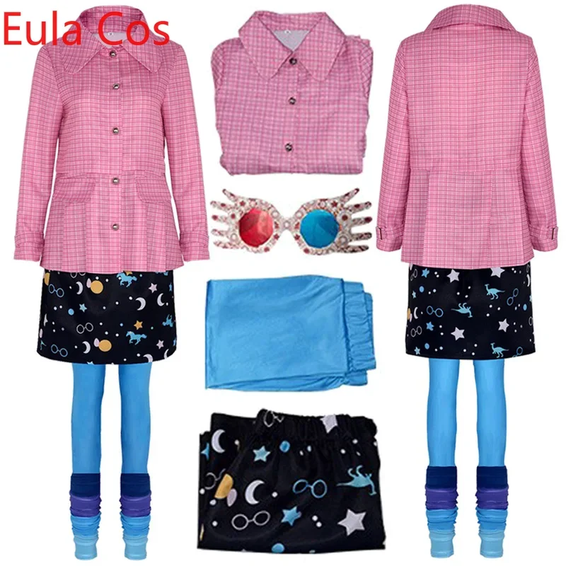 Luna Cosplay Lovegood Costume Magic Movie Roleplay Glassess Skirts Socking Set Clothing Women Outfits Halloween Party Suits