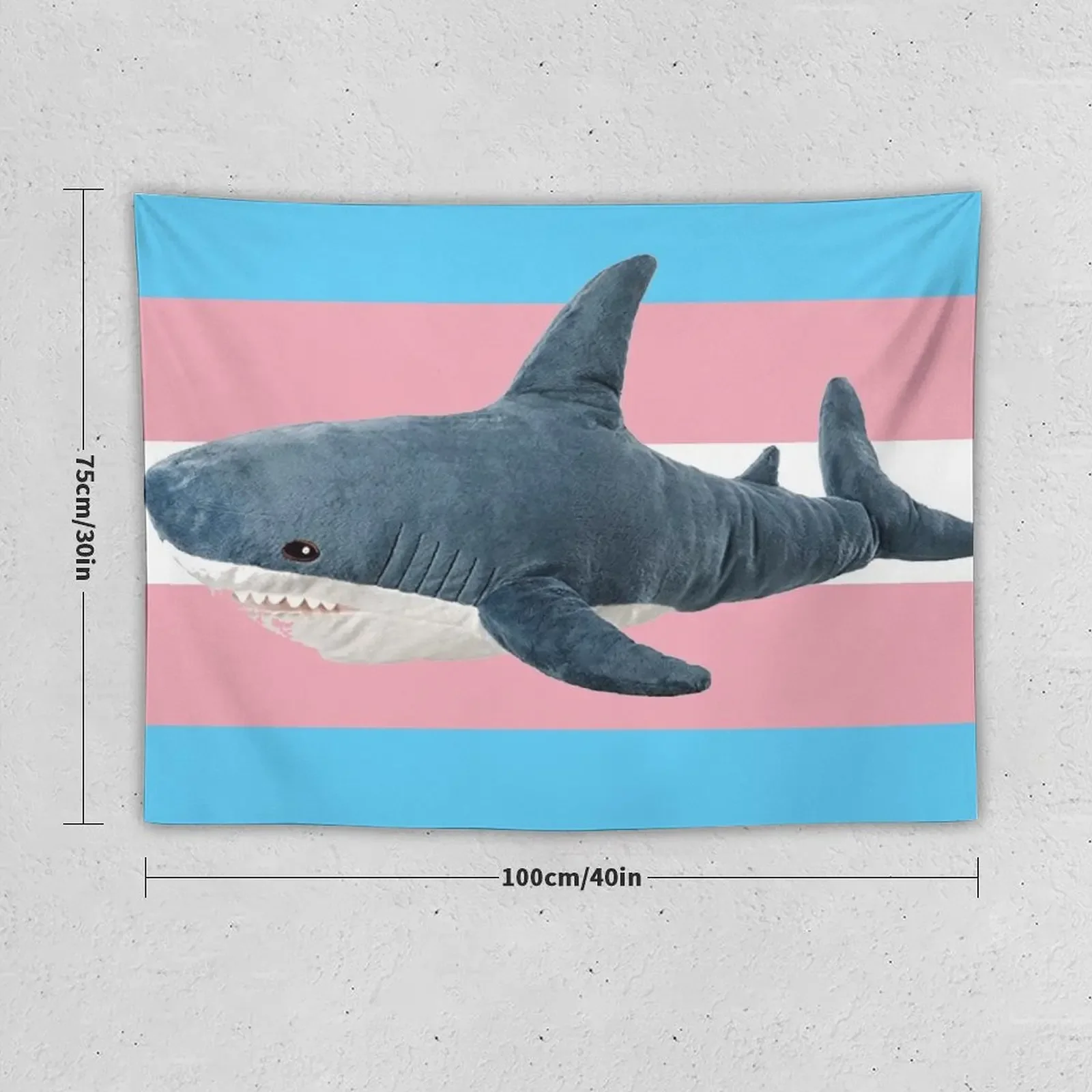 BLAHAJ SHARK TRANS FLAG Tapestry Funny For Bedroom Wall Deco Home Decoration Tapestry