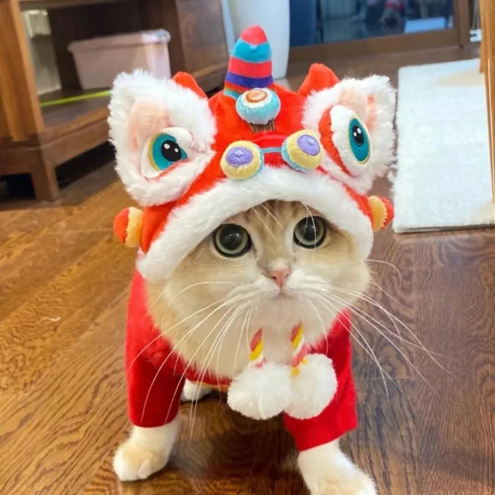 

Pet tiger head hat, autumn and winter warmth for dogs and cats, funny transformation headgear and accessories