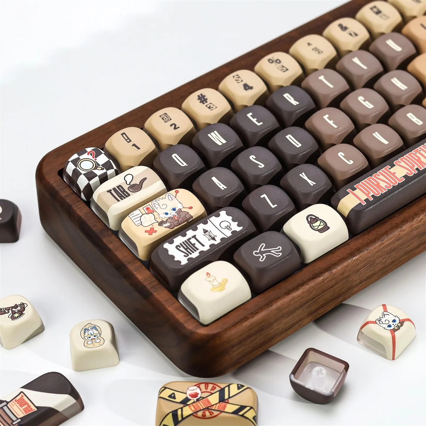 

MOA Profile 133 Keys Triple-Side Light Transmitting PBT Keycaps Cute Cat Theme Round Ball Keycap for Mechanical Keyboard