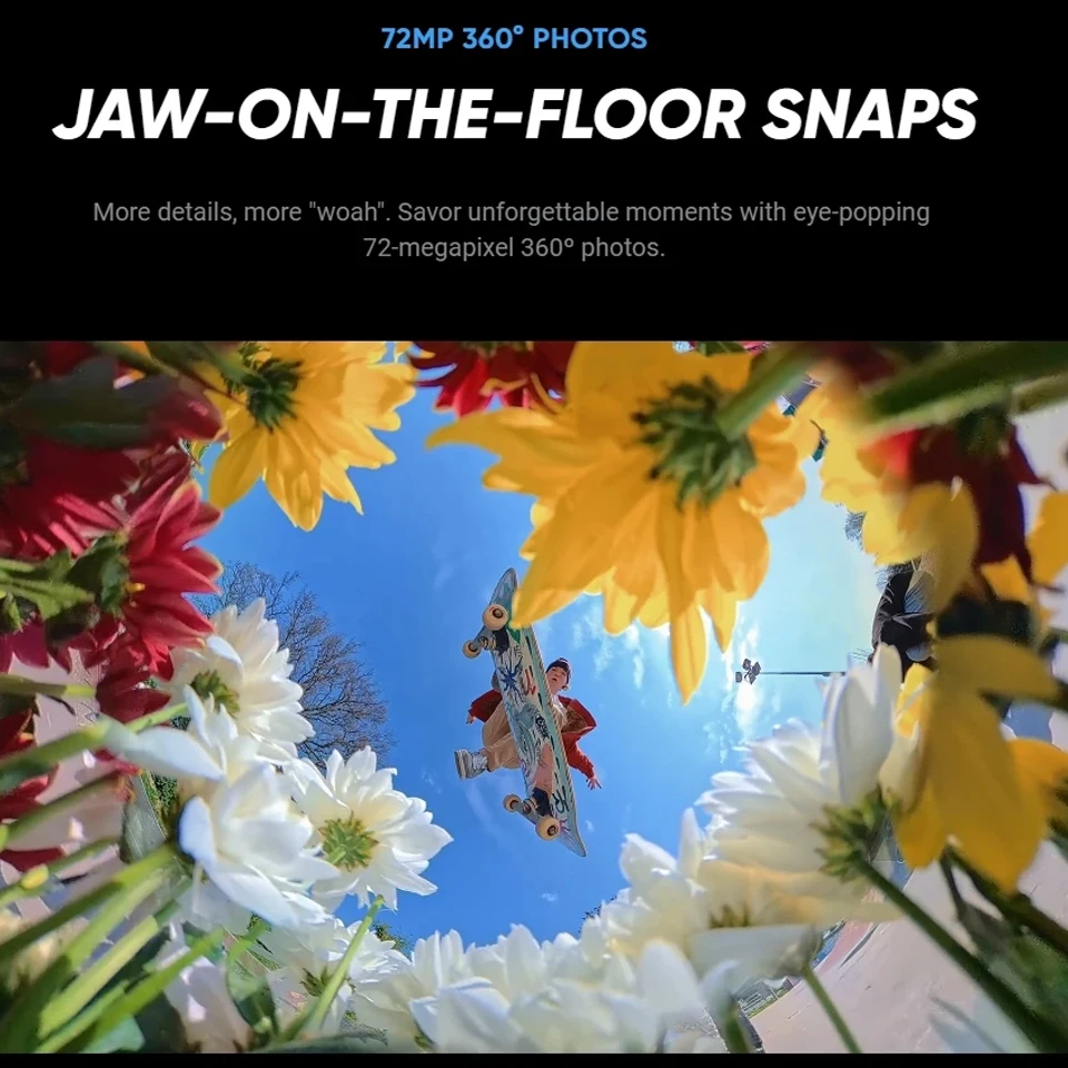 Insta360 X5 كاميرا الحركة البانورامية تعمل باللمس 8K 30 إطارًا في الثانية عدسات قابلة للاستبدال شريحة AI ثلاثية 185 دقيقة لتسجيل مدونة الفيديو لركوب الدراجات #5