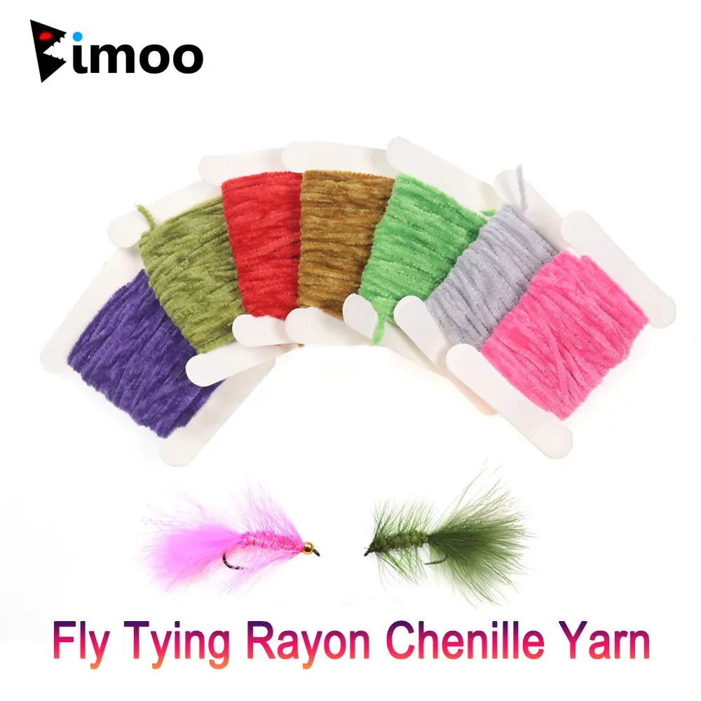 Bimoo 2Cards 2mm 3mm 4mm Wide Rayon Chenille Yarn Woolly Bugger Nymph Leech Streamer Body Fly Tying Material Trout Fishing Lures