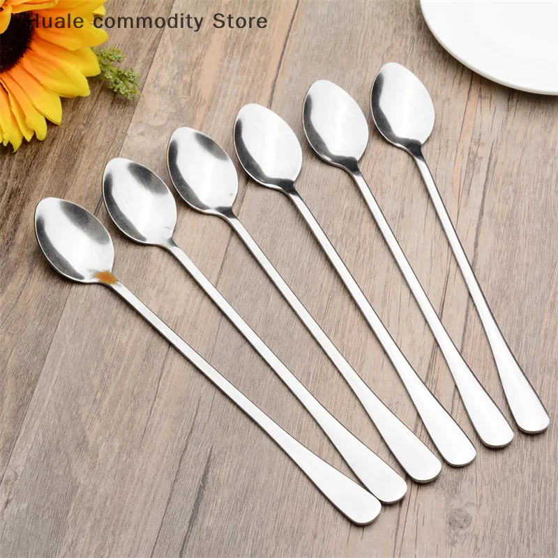 Cucchiaino da caffè durevole in acciaio inossidabile con manico lungo, gelato, dessert, cucchiaio da tè per accessori da cucina da picnic, cucchiaio per chicchi di caffè