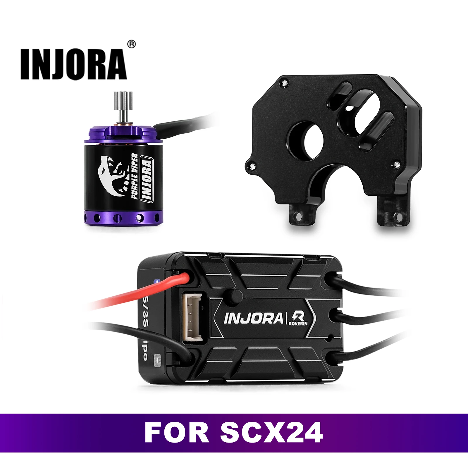INJORA Roverin OR30 Wasserdichter Brushless-ESC & 1721 Purple Viper Motor für 1/24 SCX24 (XT30/PH2.0)