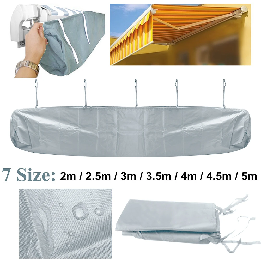 7 Sizes Patio Awning Protector Cover Garden Rain Shed Storage Bag Rain Cover Retractable Roller Shutter Awning Dust Cover White