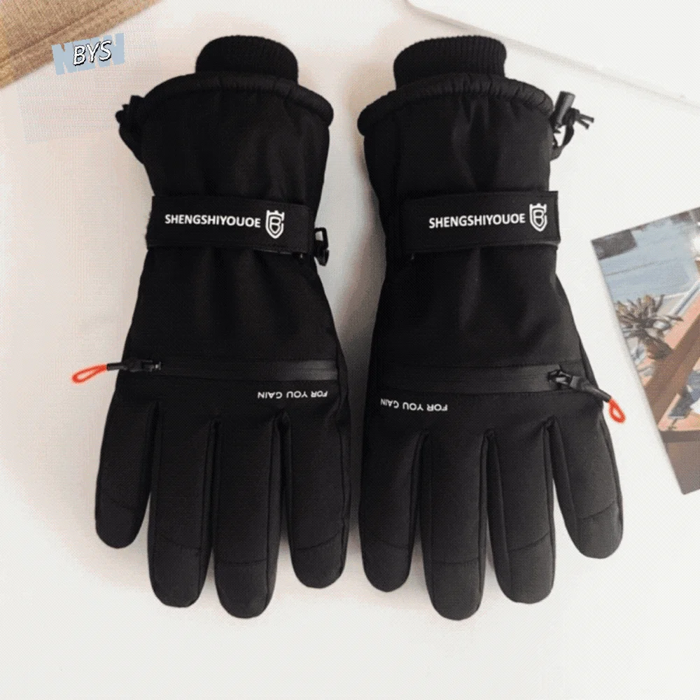 

Warm Solid Color Winter Ski Gloves Plush Full Finger Snowboard Gloves Waterproof Windproof Touch Screen Gloves Girls