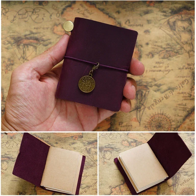 Fromthenon-Mini cuaderno de viaje de hojas sueltas, cuaderno de cuero con capa superior, planificador de bolsillo, papelería para estudiantes