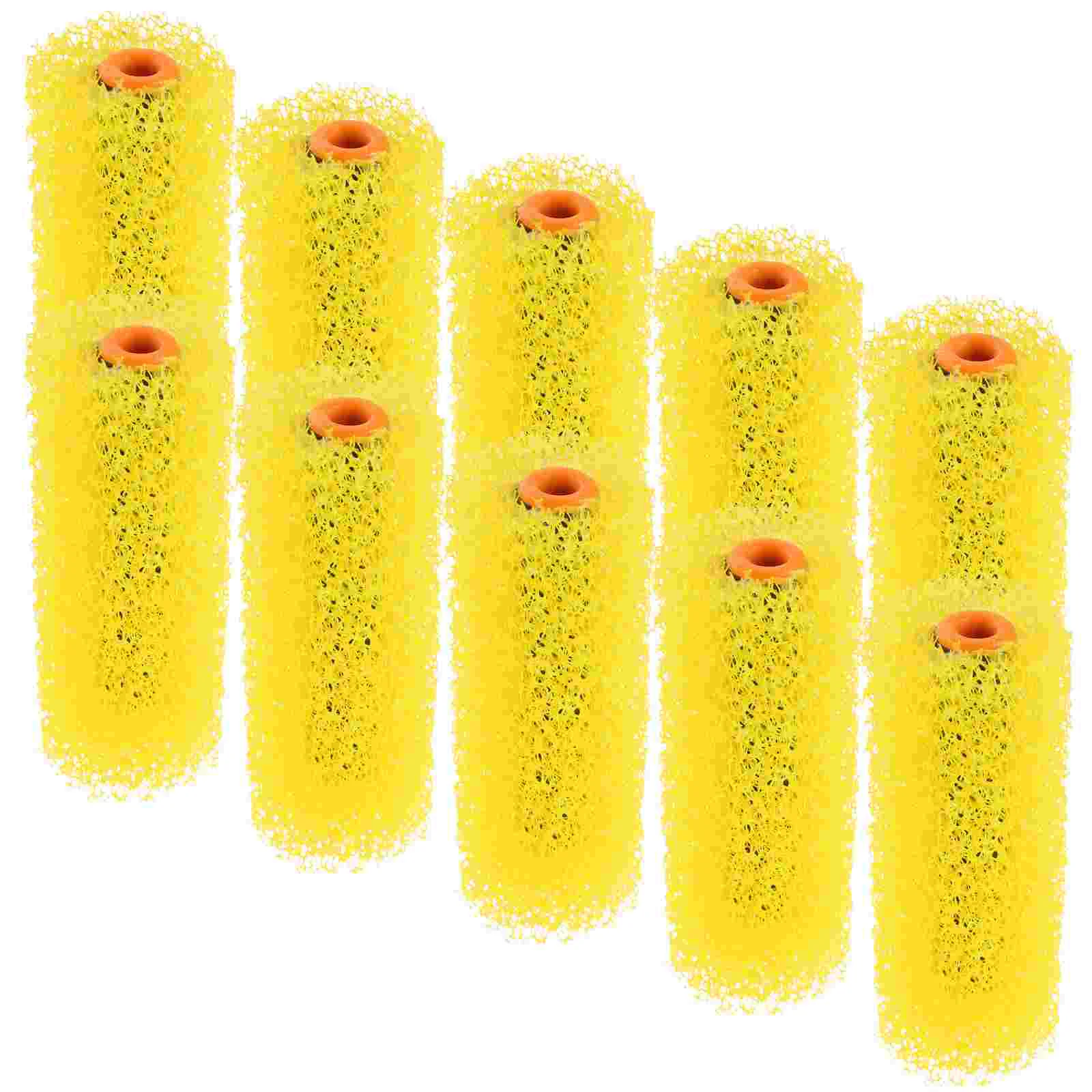 

10 Pcs Paint Rollers Brush Large Textured Foam Refillable Latte Wall Compound Yellow for Walls