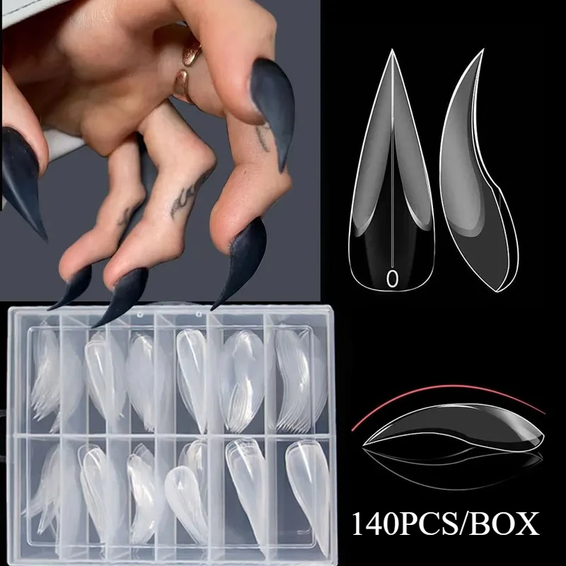 منحني خنجر شكل الأظافر لتمديد الأظافر من ثلاثية الأبعاد القط النسر مخلب النحت الاكريليك الأظافر غطاء كامل قوالب مسمار نصائح الشكل العلوي #1