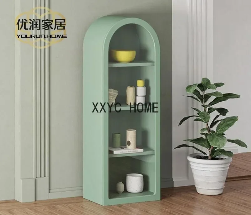 Simple Solid Wood Bookcase Living Room Light Luxury Modern Display Cabinet Arch Locker