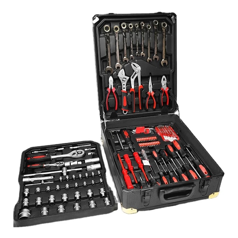 Custom 187 Pcs Dr Socket Wrench Set Mirror Nickel Plated Combination Wrench Aluminum Case Garden Repair Vehicle Tool Set With Wh