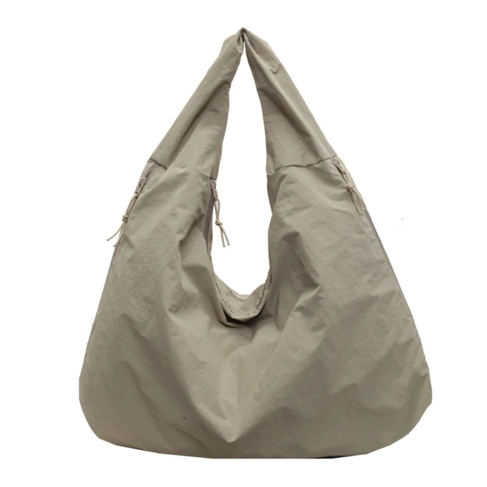 

All Match Solid Color Textured Draped Women's Tote Bag Canvas Large Capacity Shoulder Bags Reusable Underarm Bags