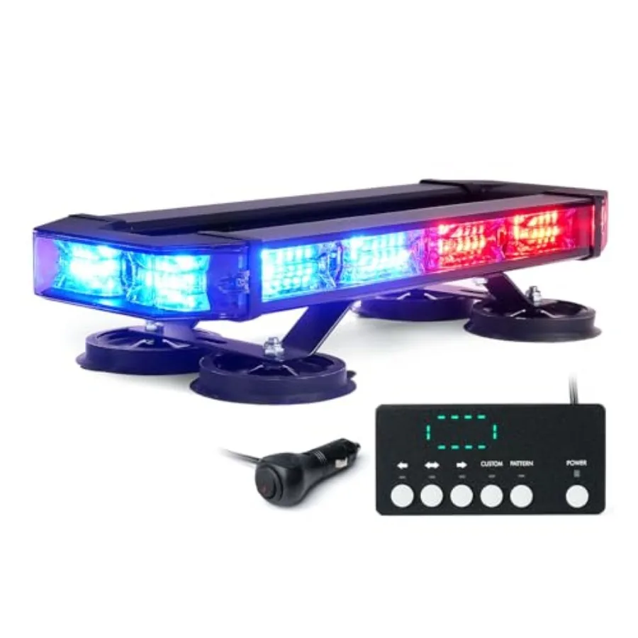 

72 LED Rooftop Emergency Strobe Light Bar w/Control Panel Magnetic Base Warning Flashing Beacon Caution Traffic Lightbar for Po