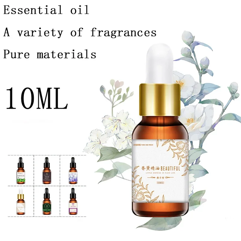 10ML Bergamot Clove Pure Essential Oil Sandalwood Patchouli Green Tea Diffused Aromatic Oil Fruity Cherry Mango Blueberry Aroma