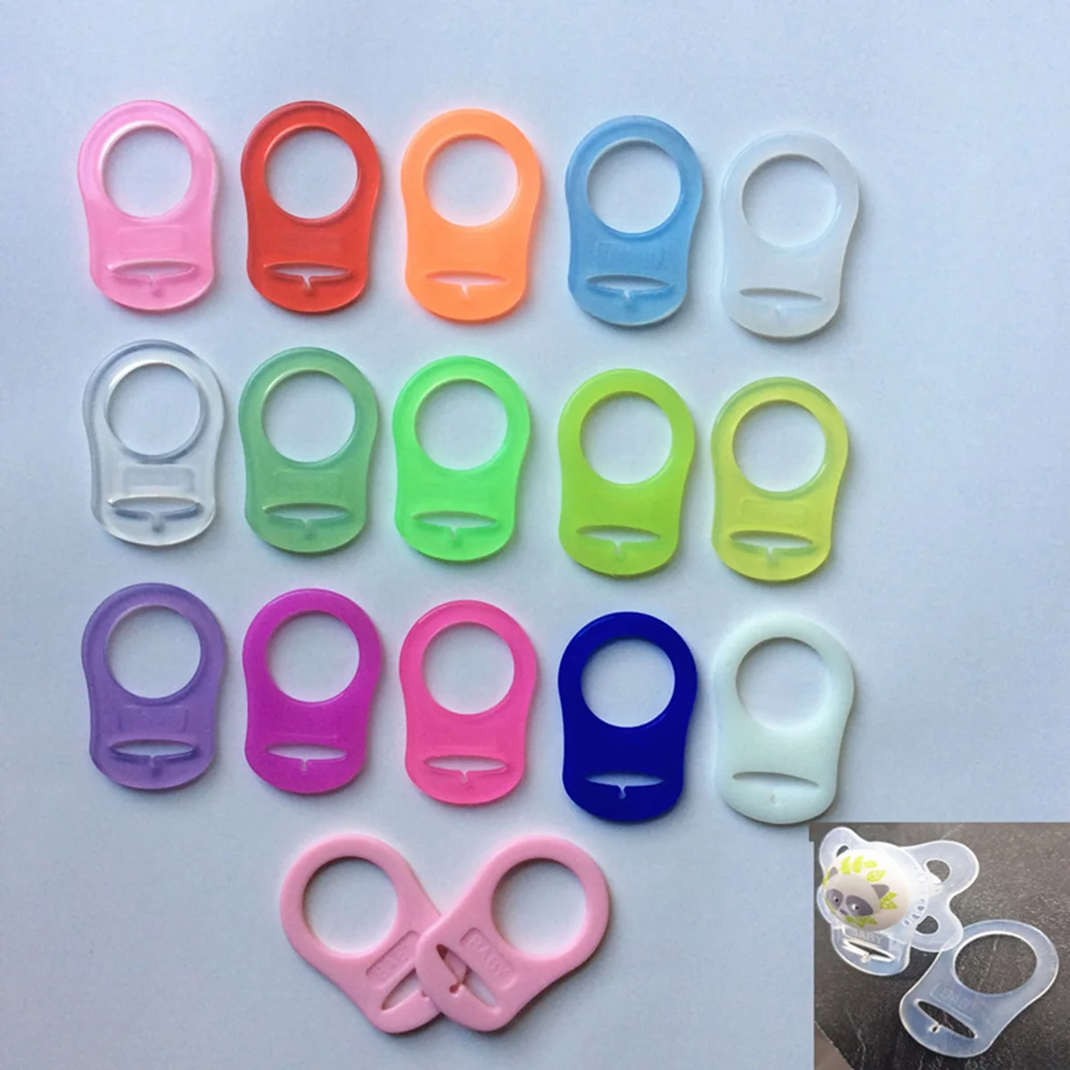 10pcs Silicone Baby Pacifier Clips Holders Baby Rings Feeding Bottle Gaskets (Transparent) Silicone pacifier clip