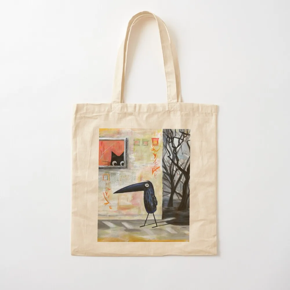 

Cat and Bird Tote Bag shopping cart bags custom canvas bag Canvas Tote Bag