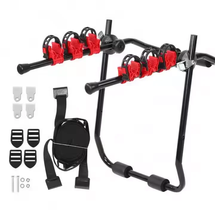 High Quality Foldable Metal Bicycle Rear Rack with Portable Suspension Hanging Bracket for Car Boot Parking and Outdoor Use