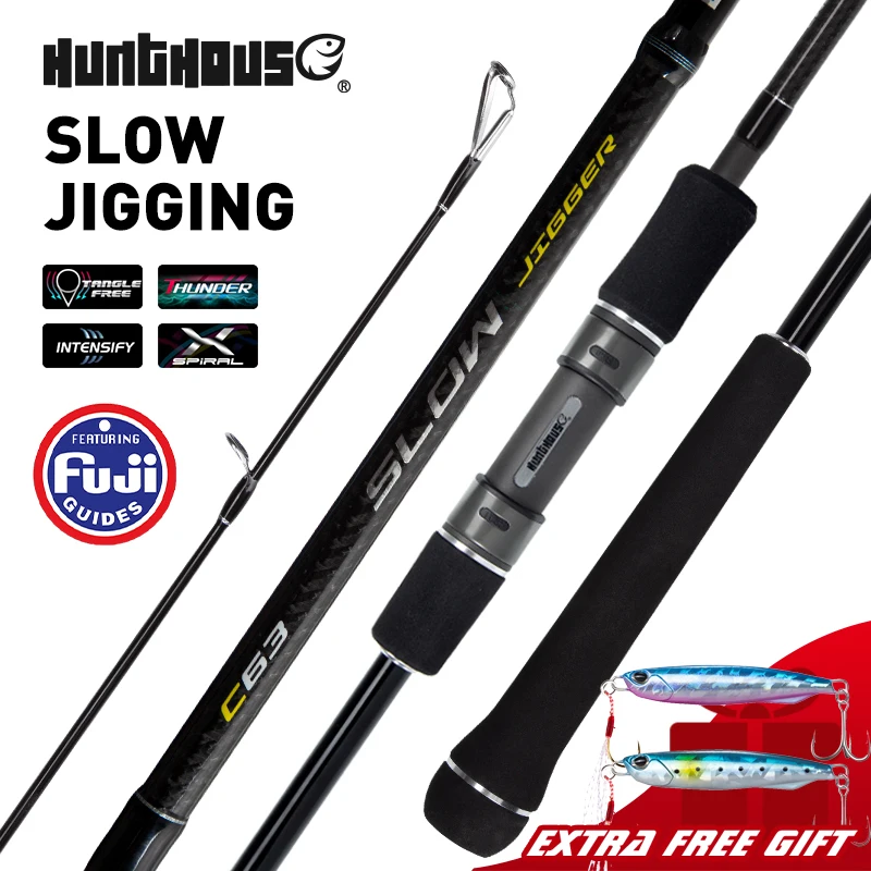 Hunthouse Slow Jigging Fishing Rod Jig Game Type Spinning Casting 1.9m M ML Fuji Guide Rings Reel Seat Carbon Fiber Saltwater