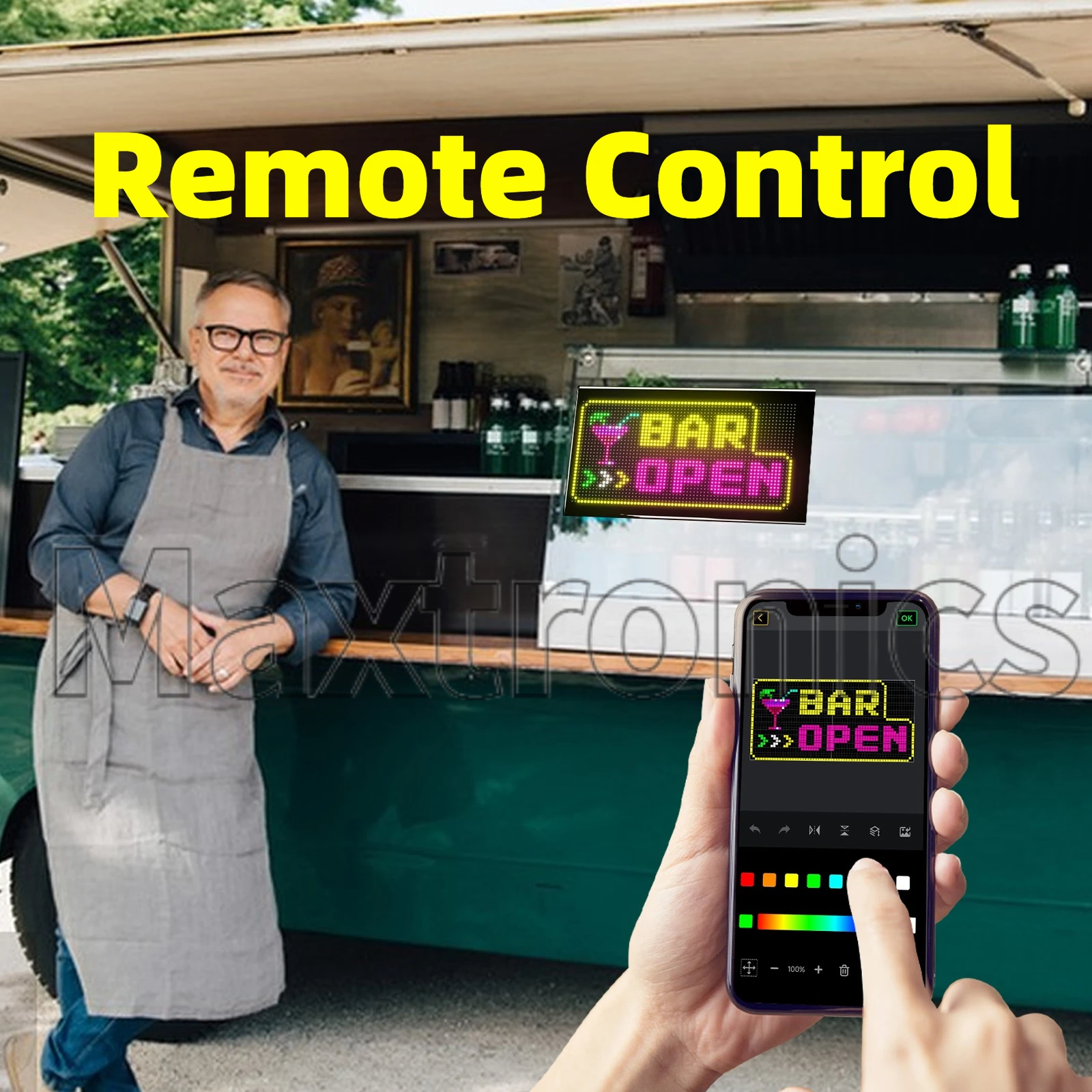 New Hard Screen Double Row LED Matrix Panel DIY Multilingual Text Pattern APP Remote Control for Store/ Bar/ Supermarket Display