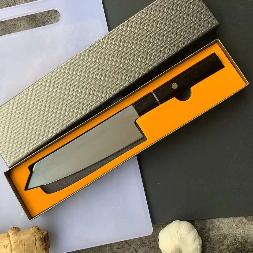 

8 Inch Kiritsuke Knife TC4 Titanium Alloy Steel Mirror Polishing Blade Chef Cleaver Slicing Japanese Kitchen Knives Ebony Handle