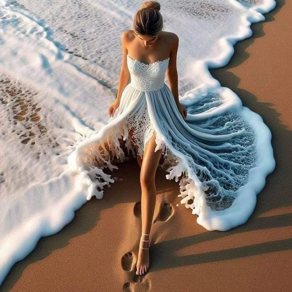 Mädchen 5D DIY Full Drill Round Diamond Painting Kit für Home Wall Room Decor