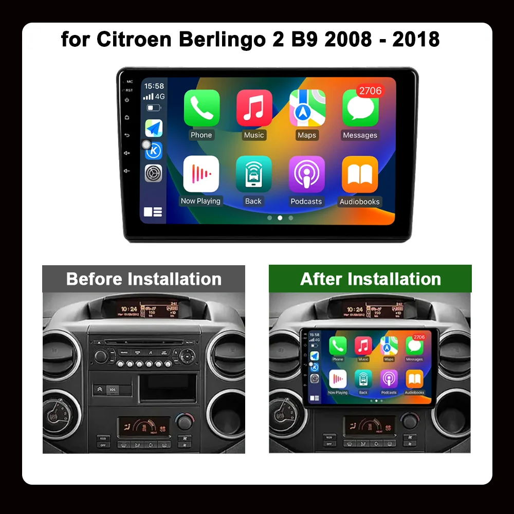 Android OS Car Video Mulltmedia Player LHD for Citroen Berlingo 2 B9 2008 - 2018 GPS Wireless Carplay DSP Stereo Wifi Auto tools
