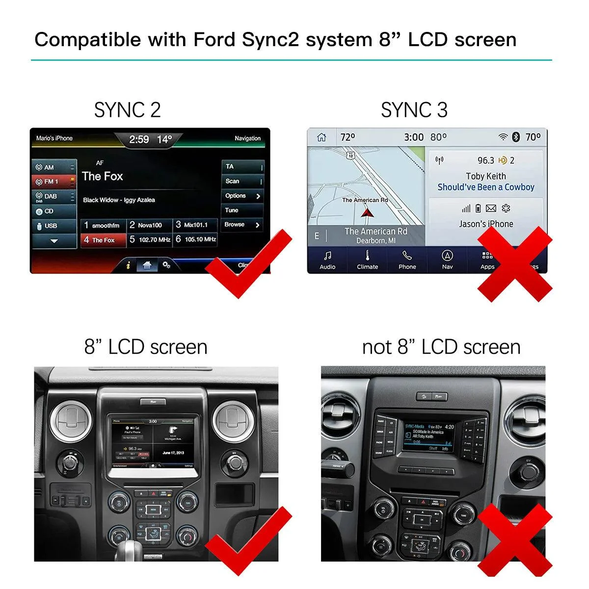 Беспроводной автомобильный декодер Carplay Android для Ford Sync2 Explorer Focus Fiesta C-max Edge F-150 Fusion Taurus 2011-2016