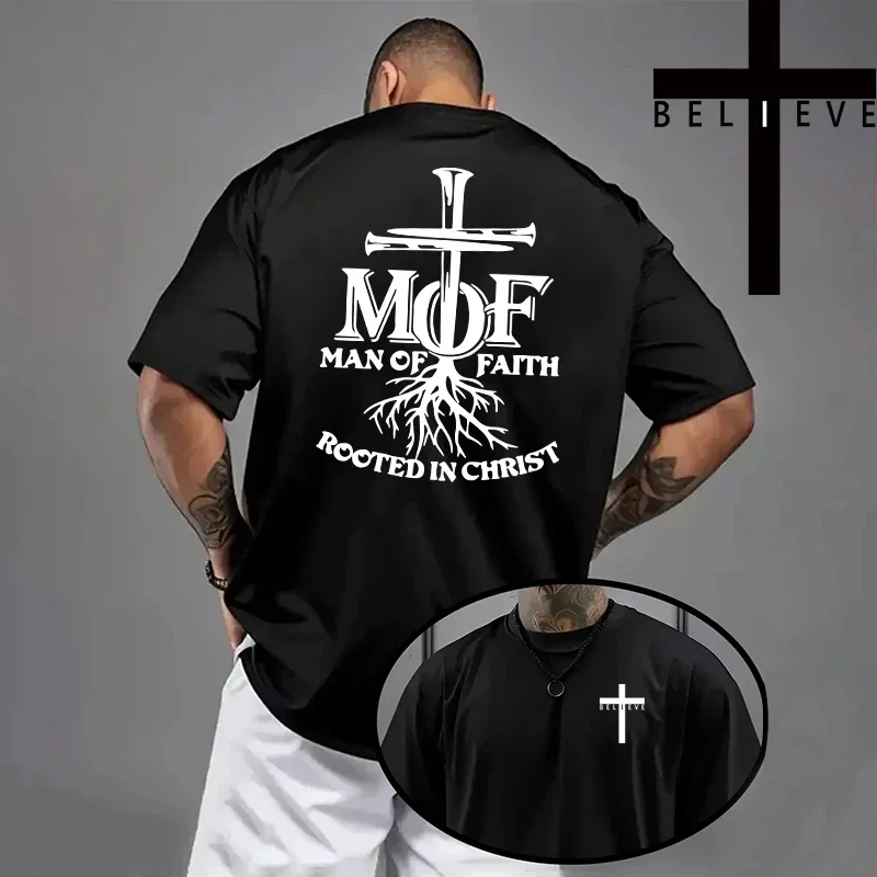 Sommerliches Casual-T-Shirt mit Jesus-Kreuz-Design und Textur, Christus-Motiv-T-Shirt, Herren-T-Shirt mit kurzen Ärmeln, hochwertige Qualität.