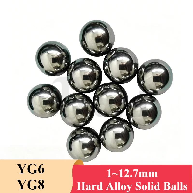 1Pcs YG6 YG8 High Hardness Wear Resistant Hard Alloy Solid Balls 1-12.7mm High Density Industrial Mechanical Bearing Accessories