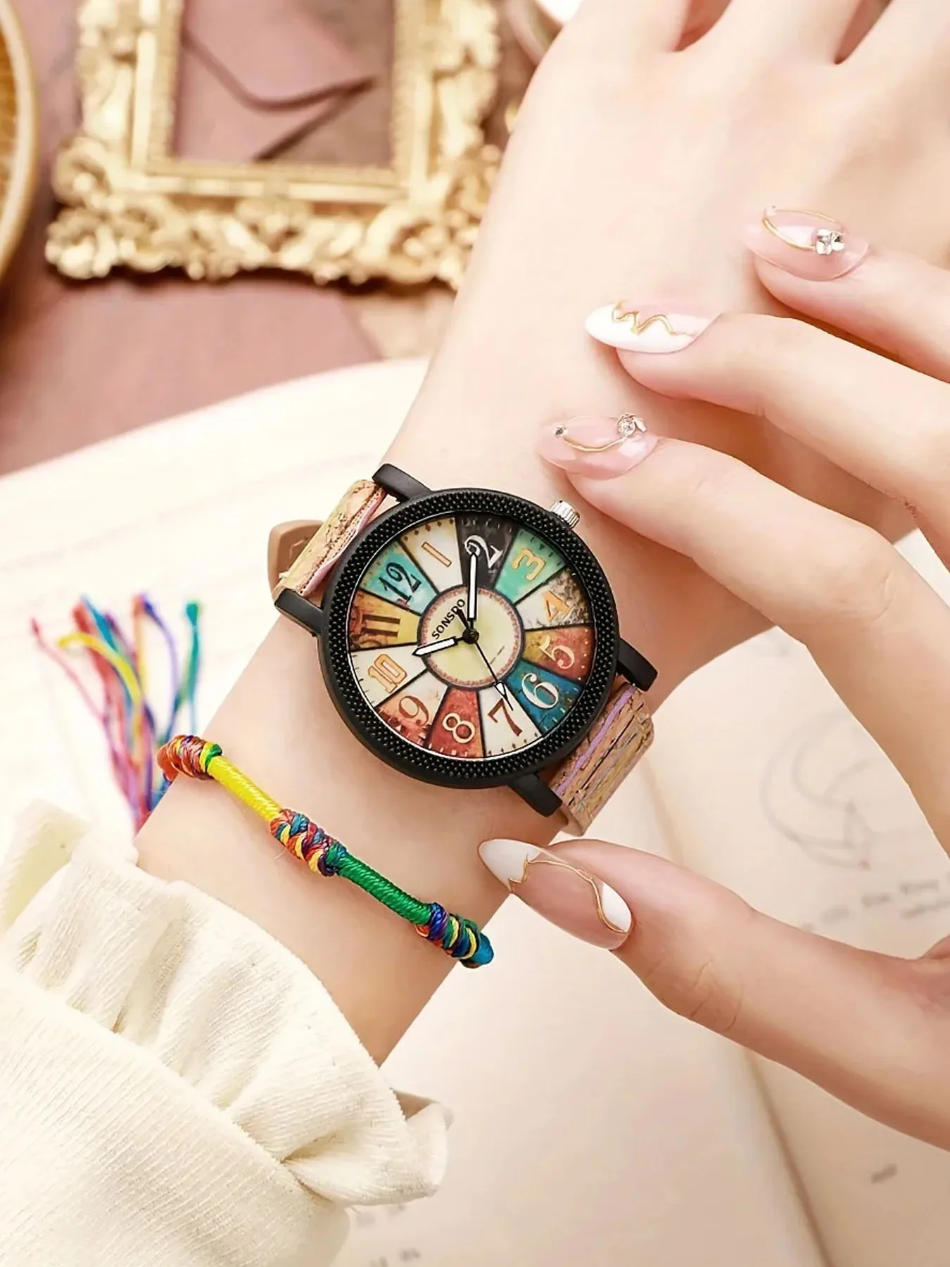 ساعة نسائية مكونة من قطعتين، ساعة عصرية للنساء، مجموعة ساعات نسائية راقية متعددة الاستخدامات #2