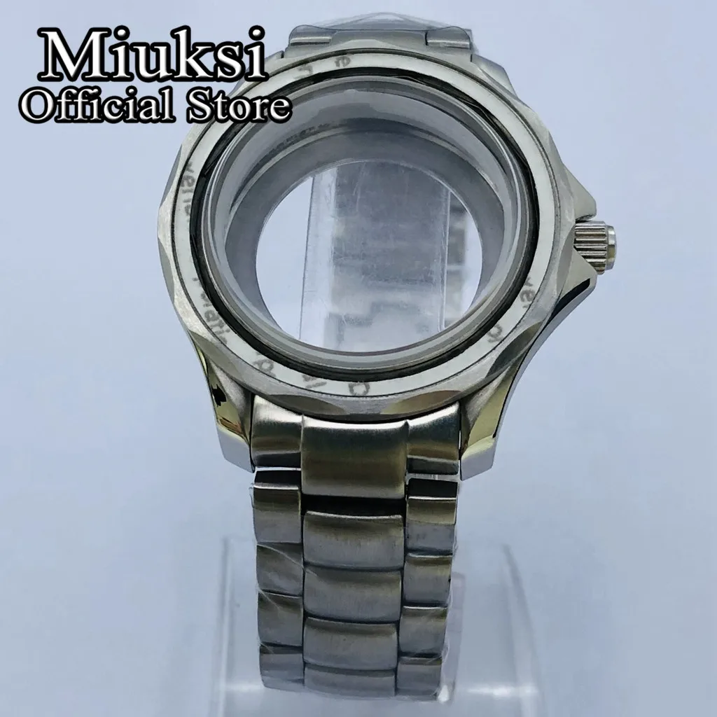 Miuksi 41mm silver sterile watch case sapphire glass fit NH35 NH36 ETA2836 Mingzhu DG2813 3804 Miyota8205 8215 821A movement