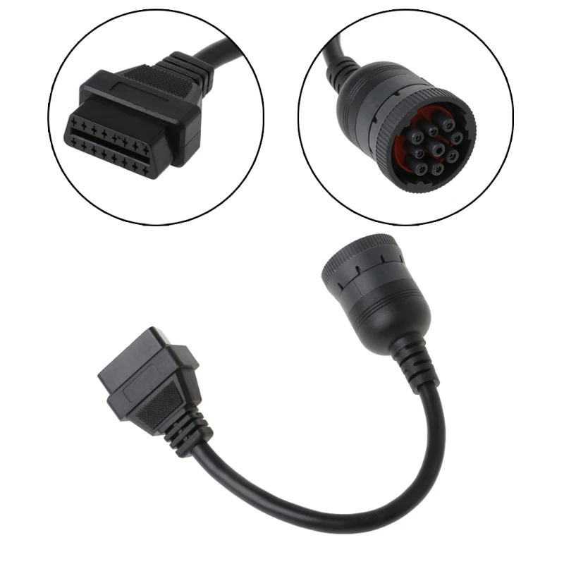 9 Pin to OBD2 Truck J1939 Y Splitter Truck 16Pin Male to Female Diagnostic Scanner Cable Adapter Connector