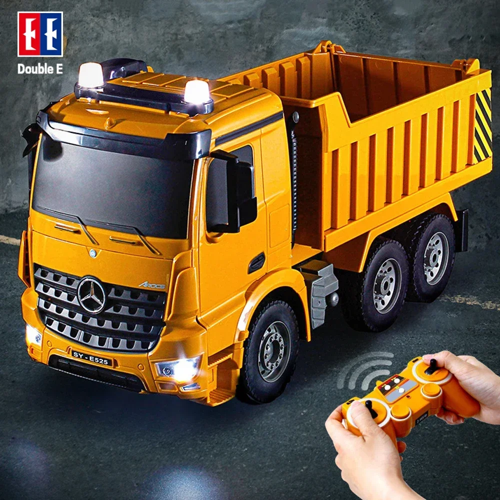 Double E E525 RC Dump Trucks 1/20 Remote Control Transporter Engineering Vehicle with Light and Sound Toys for Boys Kids Gifts