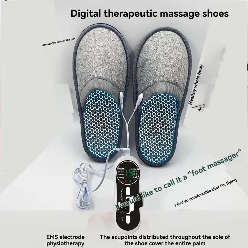 A39F Microcurrent Massage Slippers EMS Electric Pulse Health Massage Foot Acupoint Health Shoes Home Therapy Massage