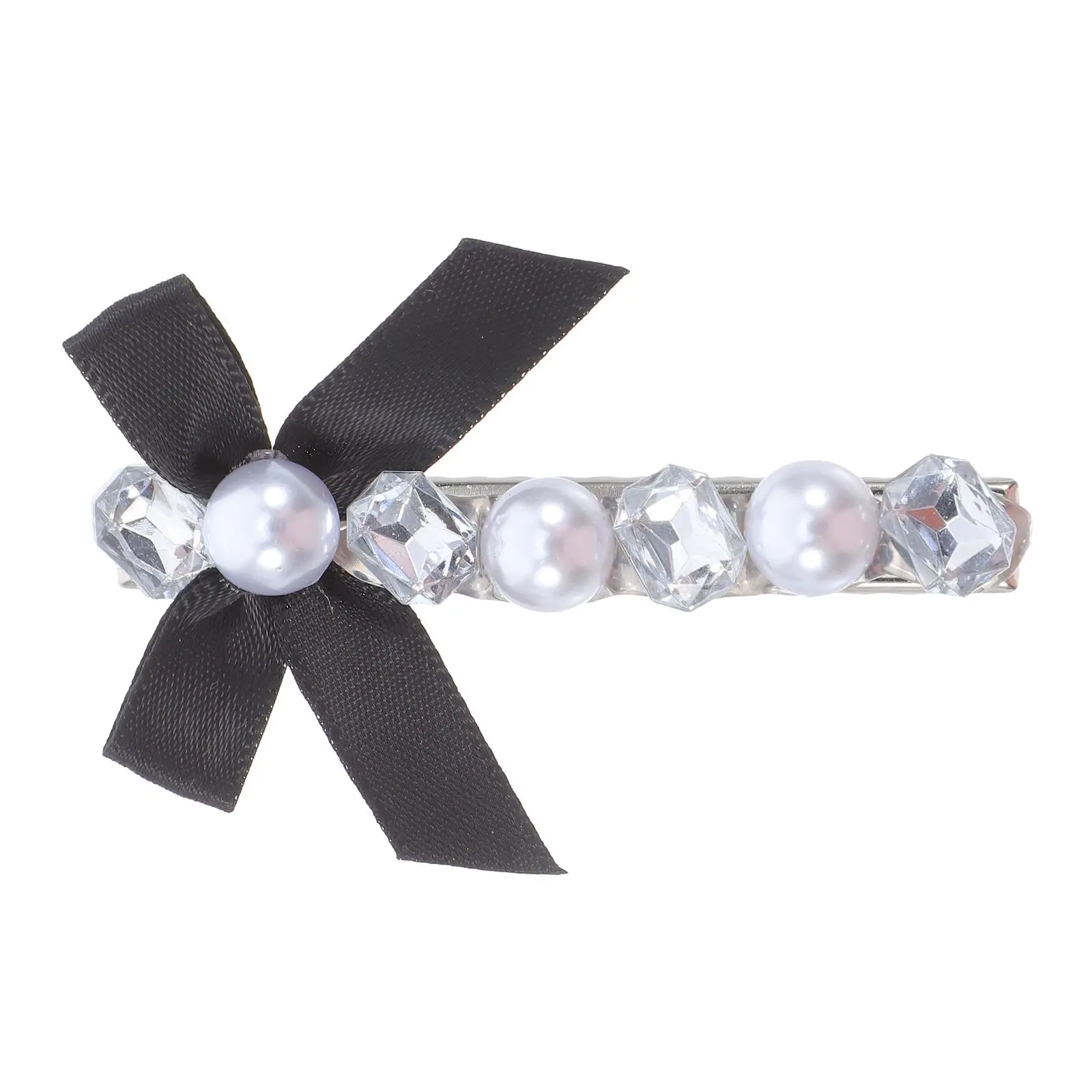 

Black White Fabric Bow Hair Clips Durable Lightweight Cute Accessories Girls Women Elegant Side Duck Bill Slide Barrette Bows