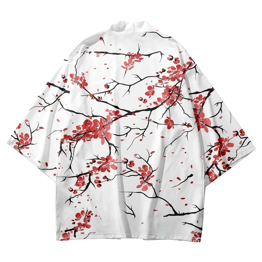 ลายดอกพลัมญี่ปุ่นแบบใหม่ ชุดกิโมโนแบบดั้งเดิมของผู้หญิง สไตล์ฮาราจูกุของญี่ปุ่น เสื้อคาร์ดิแกนผู้ชาย แฟชั่นยูนิเซ็กส์ ชุดชายหาดทันสมัย