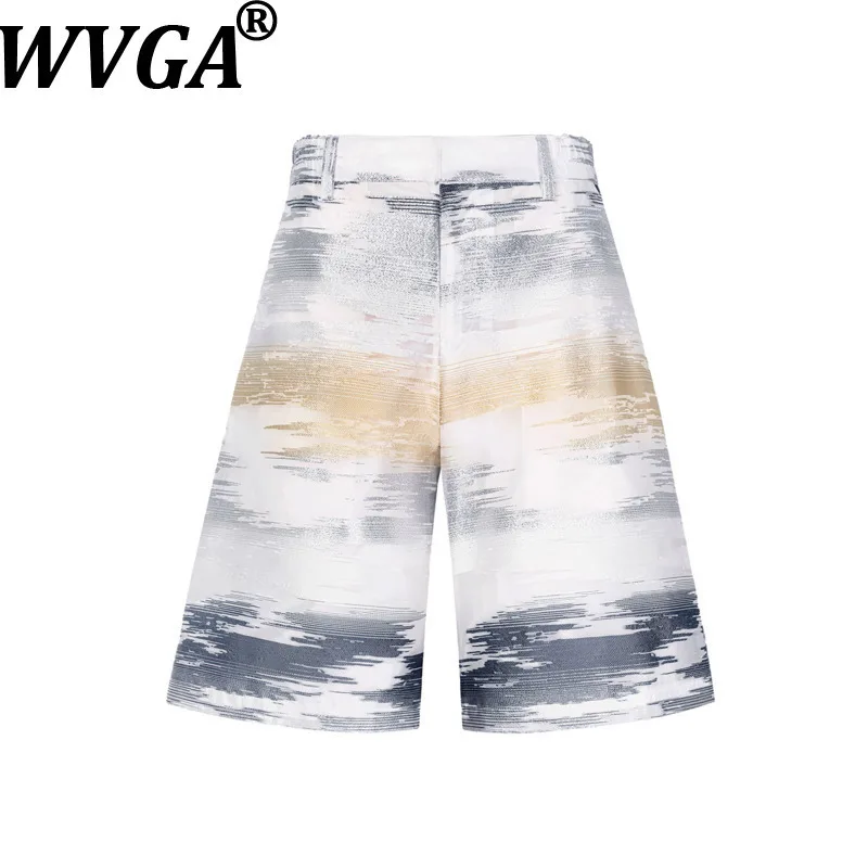 

WVGA Spring Summer New Men's Tide Retro Gradient Jacquard Personality Trendy Loose Shorts Niche Casual Streetwear Ins Y2K W17488