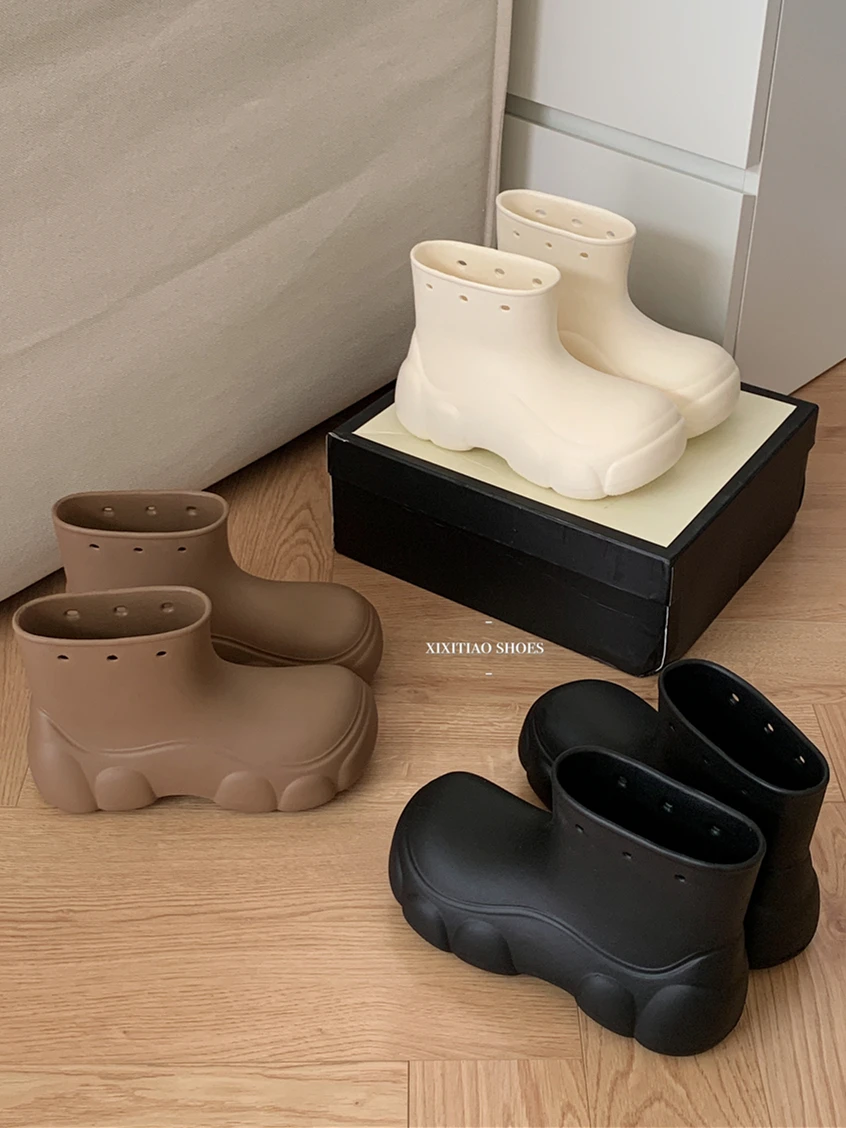 

Fashionable EVA Short Boots Women's Winter Korean Style Pure Color Versatile Outdoor Slip Resistant Waterproof Rain Boots