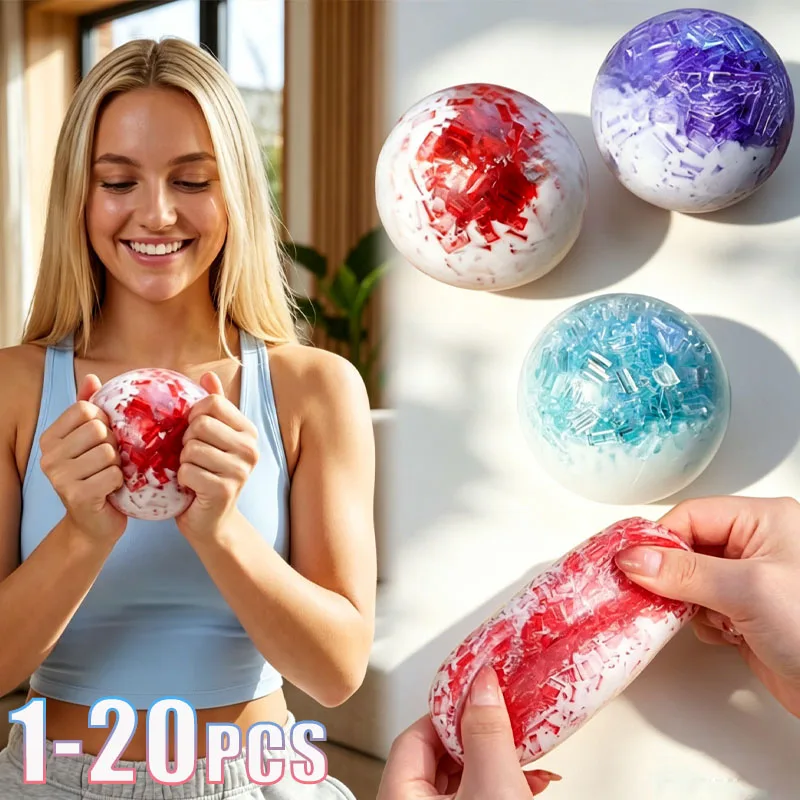 1-20PCS Crushed Ice Cube Cream Squishy Stress Relief Ball Handmade Ribbon Squeeze Fidget Decompression for Adult Kid Office Gift