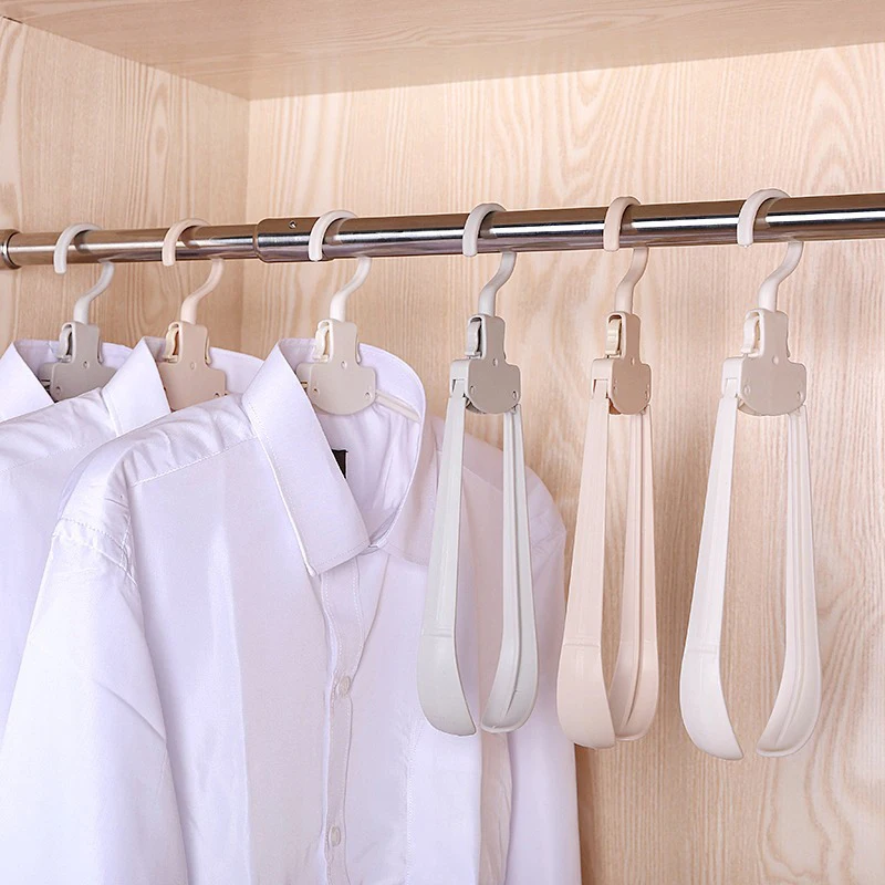 Portable Folding Clothes Hanger, cremalheira de roupas, cabides de armazenamento de plástico, coletar rapidamente, economizar tempo, organizador do armário