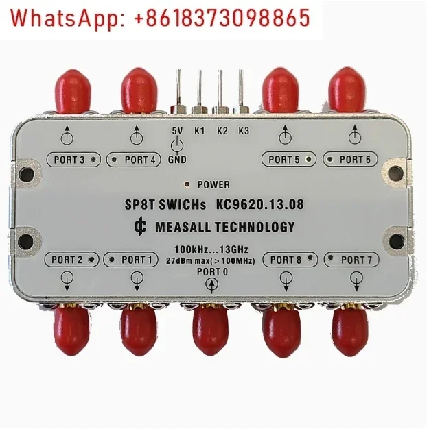 8-way electronic switch SP8T RF gator, LF~8GHz microwave switch, ultra-wideband eight selections with one indicator