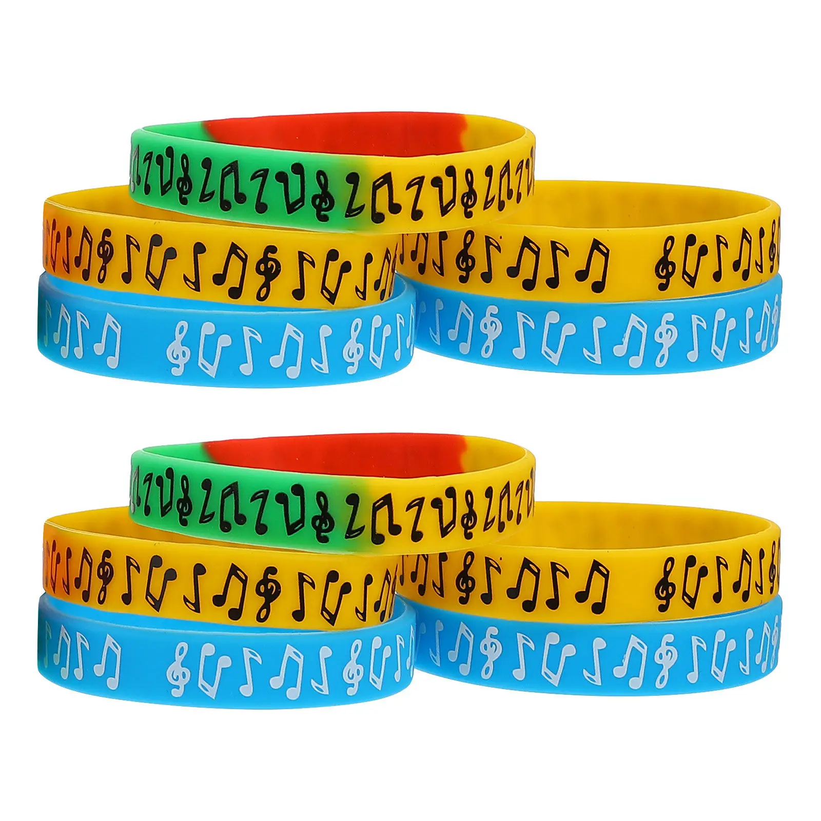 

10Pcs Festival Wristbands Music Note Design Soft Silicone Bracelets for Concerts Electric Music Events Comfortable Gift Bulk
