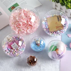 5/10 Pairs Christmas Decoration Transparent Ball 4/5/6/7cm Plastic Open Balls DIY Natal Navidad Xmas New Year Decor Gift Packing