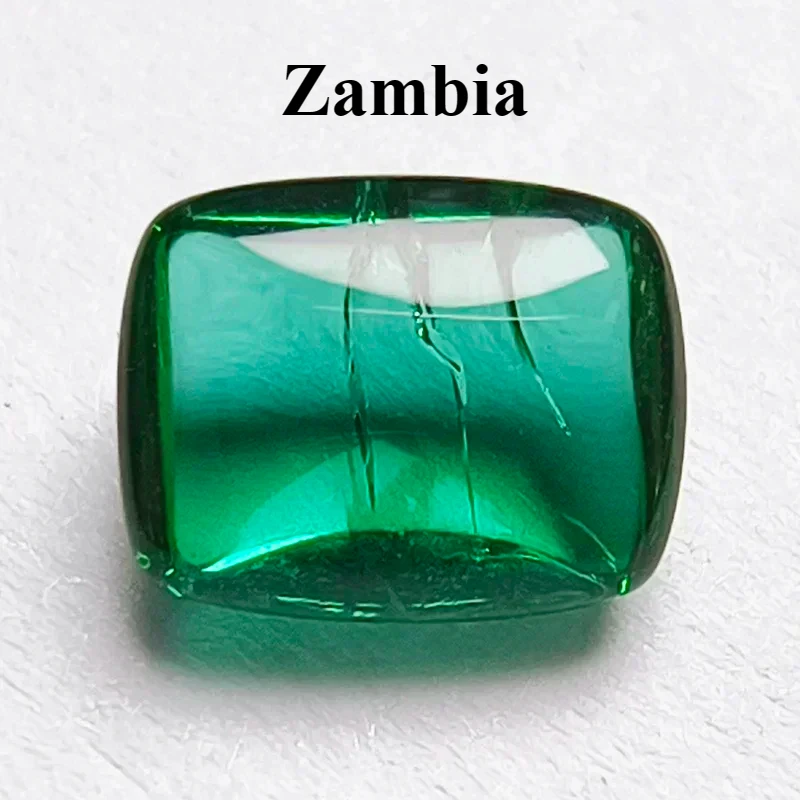 

Lab Grown Zambian Emeralds Hydrothermal Rectangle Cushion Smooth Surface with Cracks Inclusions Selectable AGL Certificate