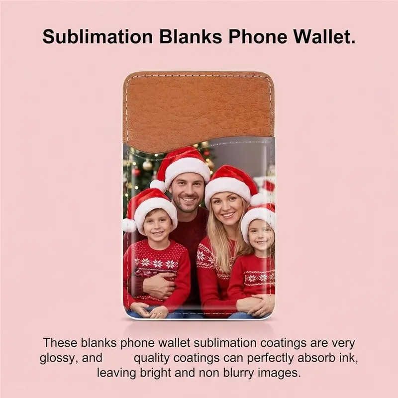 ABRT-1Set/24Pcs Phone Wallet DIY Leather Sublimation Transfer Phone Back Sticker Card Holder For ID Card Credit Cards