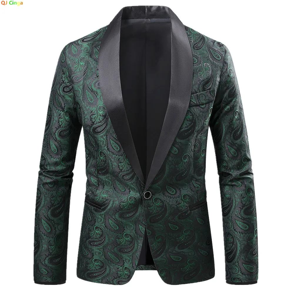 

New 2026 Men's Long-Sleeve Suit Jacket: Single-button Black Collar Coat, Perfect for Weddings, Parties, and Stage Performances.