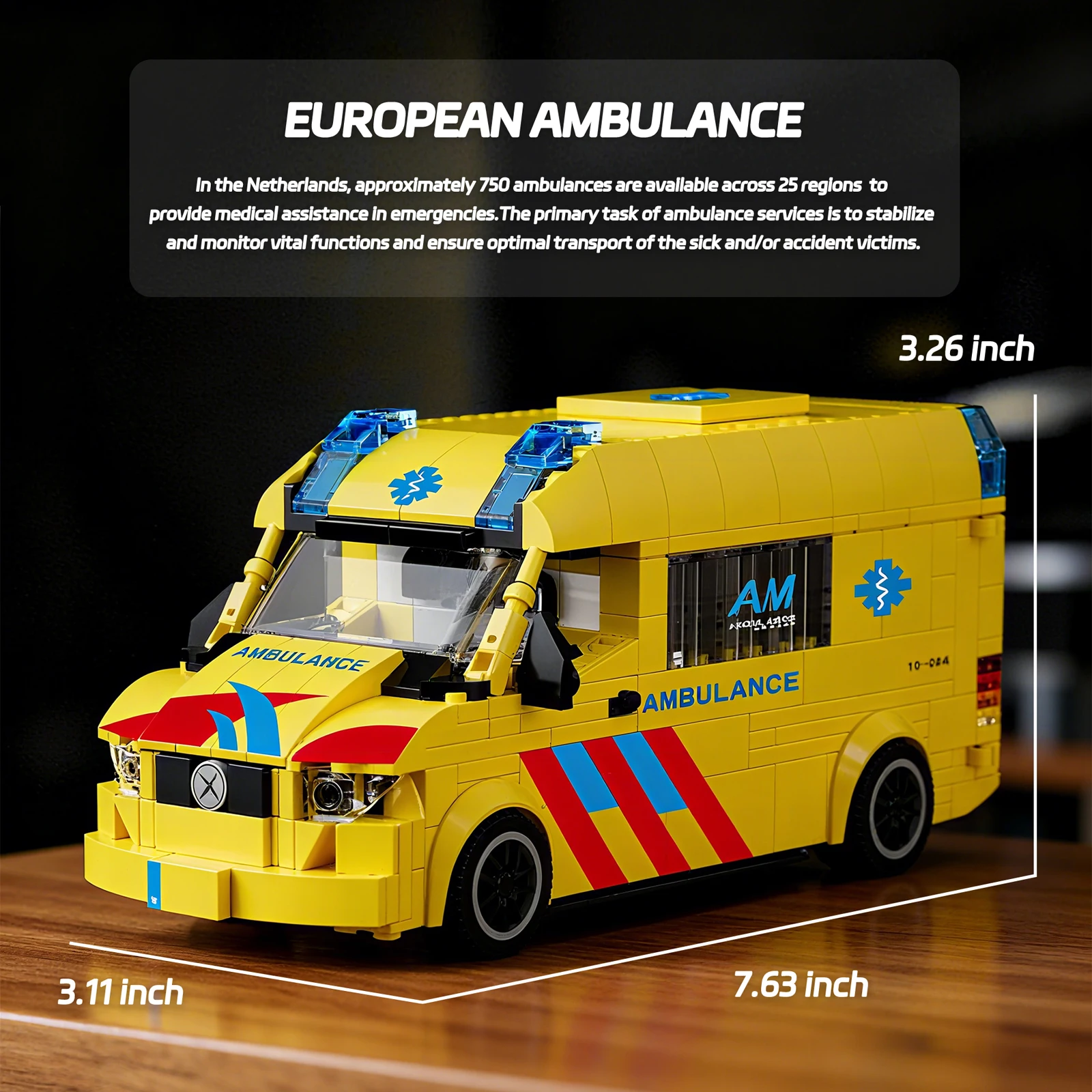 MOC 648 pièces modèle d'ambulance européen petits blocs de construction véhicule d'urgence jouets voiture de sauvetage assemblage cadeau pour les enfants collectionneurs
