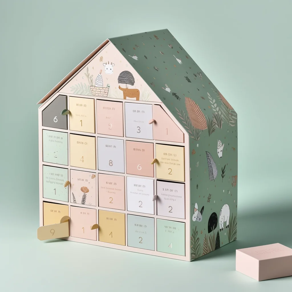 カスタマイズされました。 カスタム。 リサイクル可能な手作りの高級カスタムデザインクリスマスベビーギフトボックス24日アドベントカレンダーボックス引き出し付き