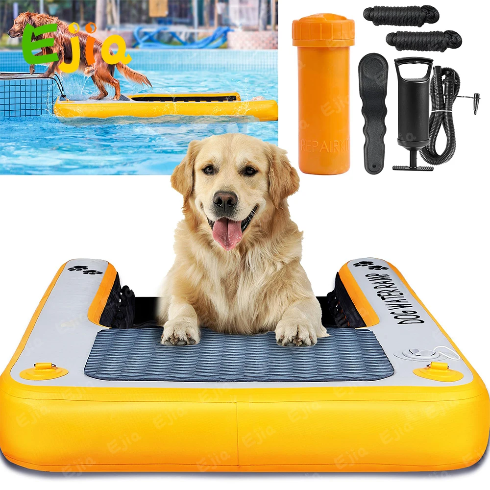 EU-Lager 120cm aufblasbare Hunderampe, schwimmende Stege, rutschfeste EVA-Schwimmleiter, Poolrampe für Hundebote, Seen – Detail 4