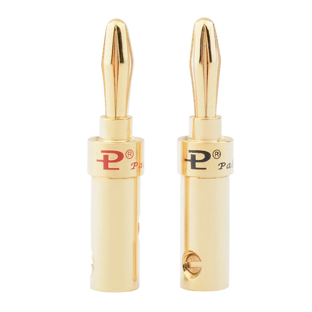 2PCS Banana Plug 4mm Copper 4K Gold Plated Connector Stereo Solderless Speaker Audio Jack Adapter Banana Connector Binding Post